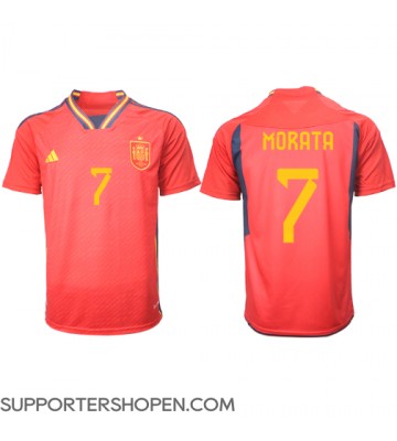 Spanien Alvaro Morata #7 Hemma Matchtröja VM 2022 Kortärmad